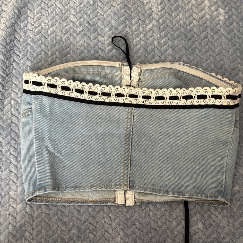 Princess Polly Light Blue Denim Tube Top